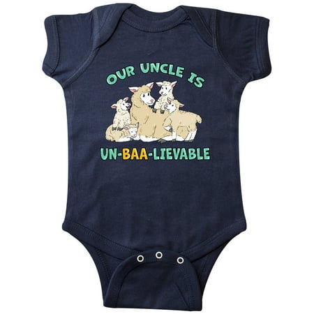 

Inktastic Our Uncle Is Un-BAA-lievable with Cute Sheep Family Gift Baby Boy or Baby Girl Bodysuit