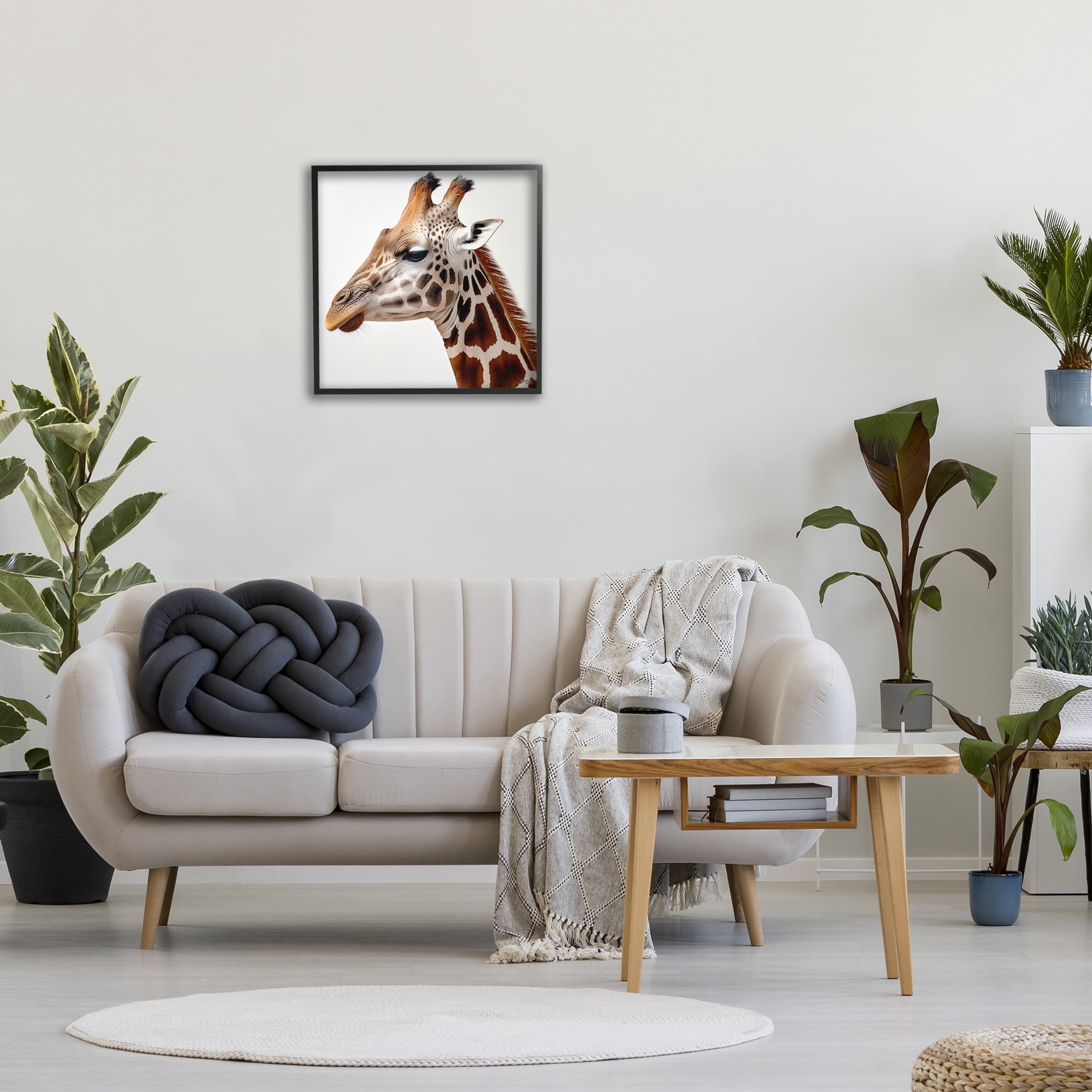 Stupell Industries Traditional Giraffe Portrait Animals & Insects Painting Black Framed Art Print Wall Art, 24 x 24
