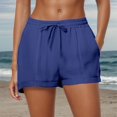 thumbnail image 3 of 2025 Shorts pour Femmes Shorts de Course Décontractés Unis Shorts à Cordon de Serrage avec Poches Shorts de Plage Tissés Simples Shorts à Manches Courtes pour Femmes, 3 of 7