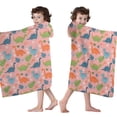 thumbnail image 4 of Pink Dinosaur Floral Pattern Hooded Bath Towel，60"x35" for Ages 3 To 12 Kids, Quick Dry Lightweight Soft Microfiber Hood Beach Towel Cover Up for Kids, 4 of 7