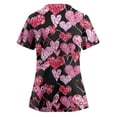 thumbnail image 3 of Scrubs for Women Love Heart Printed V-Neck Breathable Workwear Shirt Short Sleeve Professionals Soft Stretch Valentine's Day T-Shirts with Pockets pink Small, 3 of 4