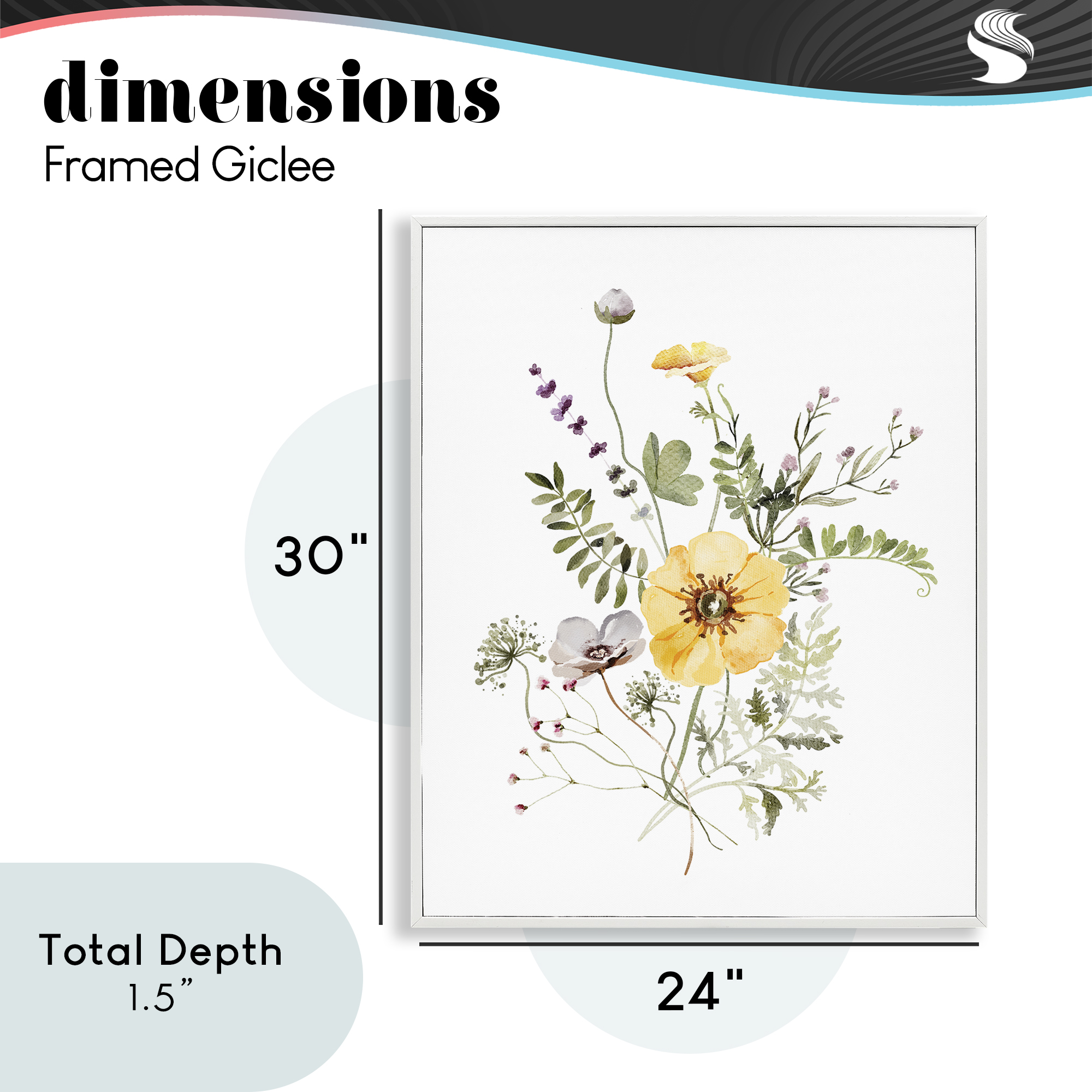 Gardening Herb Blooms White Framed Giclee Art, design by Lettered and Lined