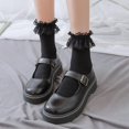 thumbnail image 3 of Calcetines tobilleros de algodón japoneses para mujeres y niñas, medias de uniforme de Color liso, estilo Harajuku, Lolita, Kawaii, con volantes y volantes, 3 of 5
