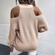 thumbnail image 3 of Suéter con botones para mujer, cuello en V, hombros descubiertos, Color puro, transpirable, suéter de manga larga para mujer para el trabajo diario de fiesta, 3 of 5