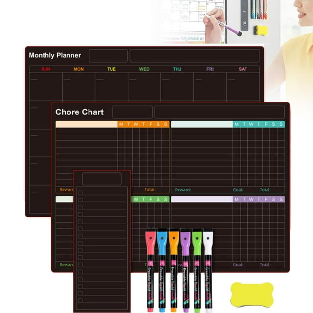 Hexang Tableau de Calendrier Quotidien pour Réfrigérateur Planificateur de Repas Tableau Blanc pour École Maison 6ml