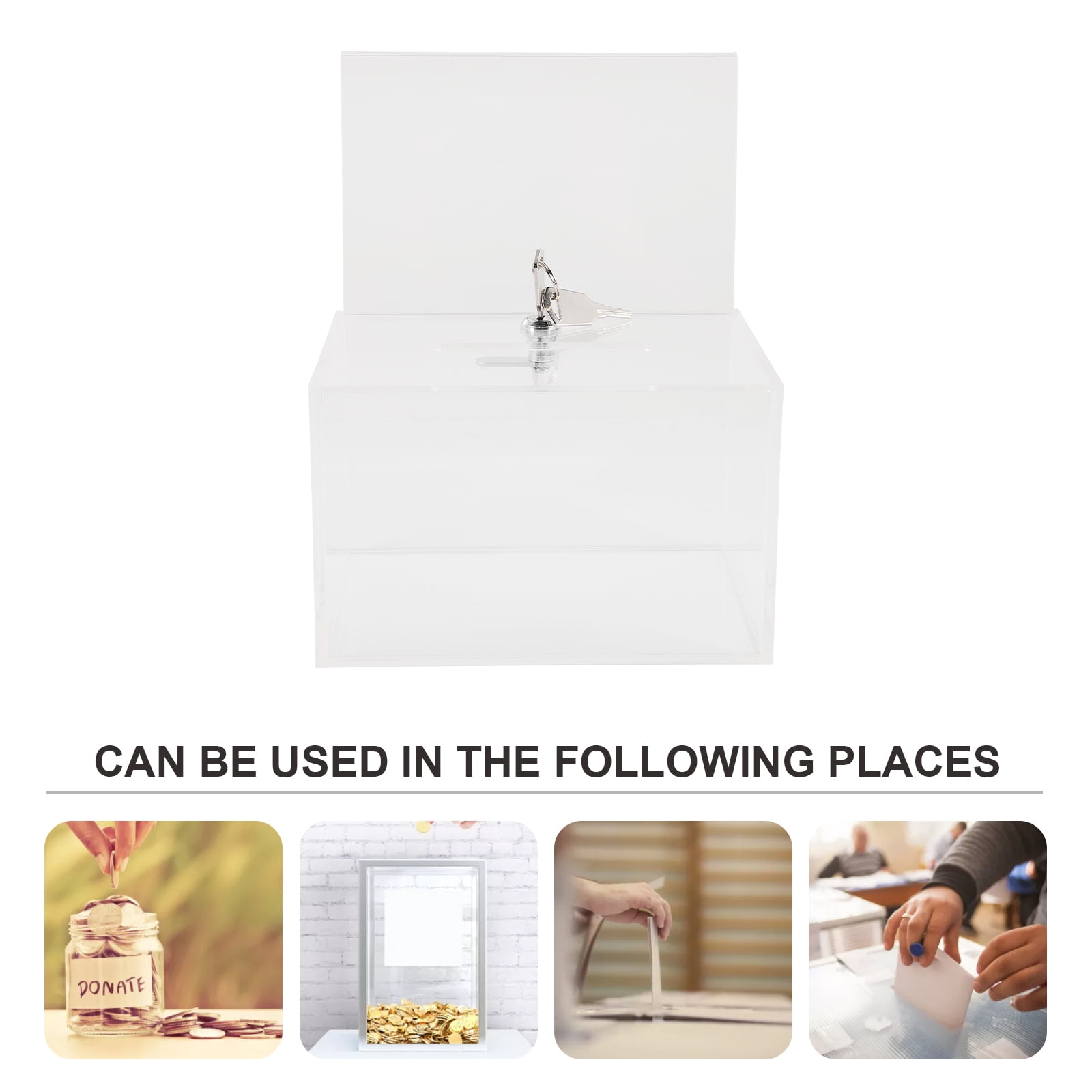 SOPOTUTU Raffle Ticket Container Donation Box Transparent Plastic 1 Set Letter Storage