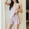 thumbnail image 4 of JYnXIANTI Two Piece Pajama Sets for Women Wide Strap Sleeveless Padded Top and Ruffle Shorts Pj Set Sleepwear Thin Comfy Loungewear, 4 of 5