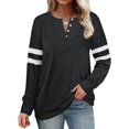 thumbnail image 1 of Womens Casual Sweatshirts Color Block Long Sleeve Sweaters Buttons Henley, 1 of 4