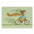 thumbnail image 1 of Bicycle Cutting Board, Girl Riding Bicycle in the Countryside Autumn Nature Colorful Leaves Flying in Wind, Decorative Tempered Glass Cutting and Serving Board, Small Size, Multicolor, by Ambesonne, 1 of 1