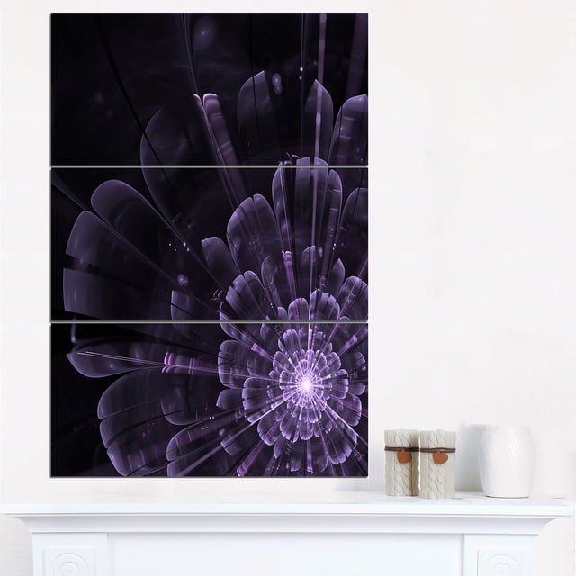 Fleur Fractale Violette Cristal Lumineuse - Impression sur Toile Florale