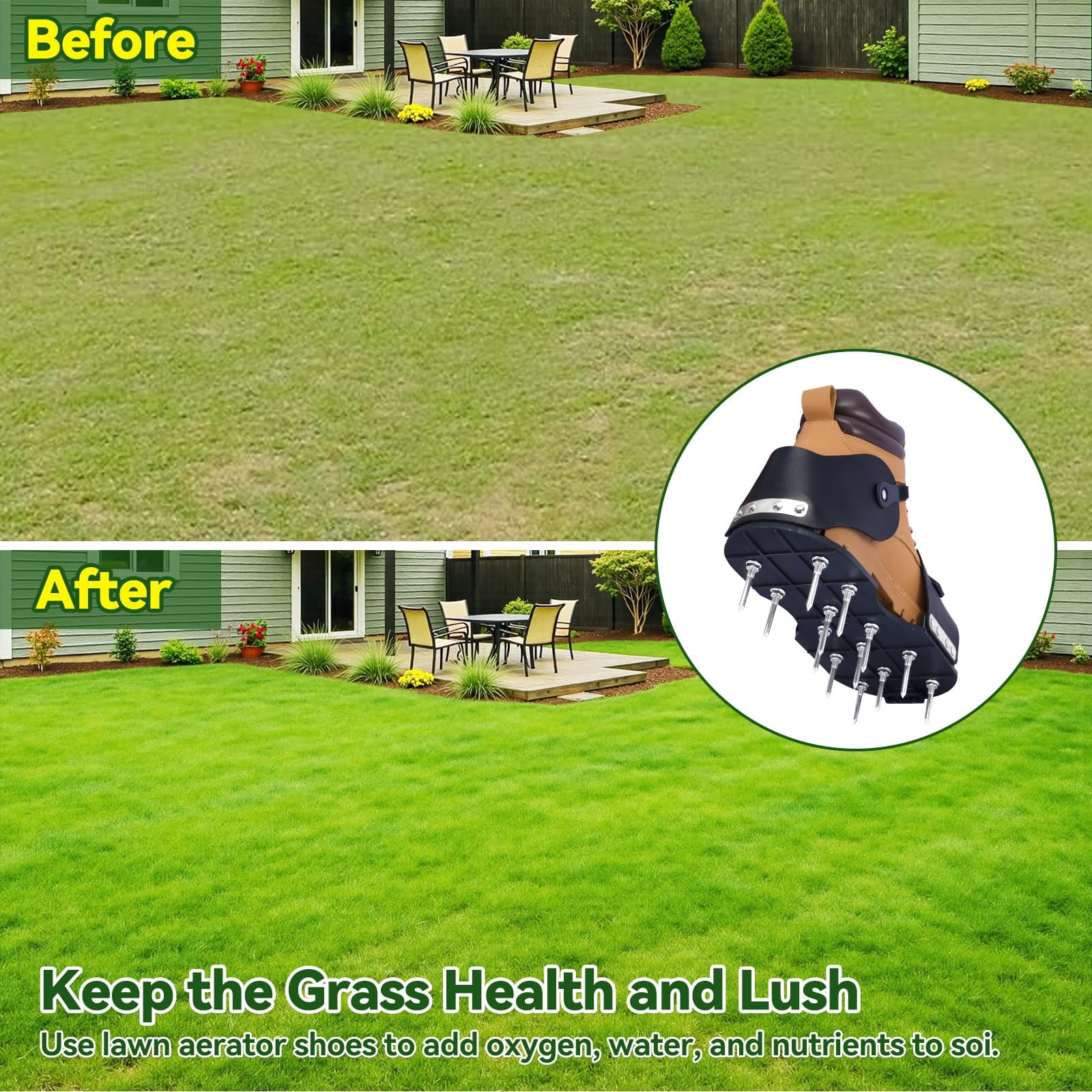 Lawn Aerator Shoes For Grass Aeration Spike Aerating (buckle)