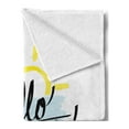 thumbnail image 2 of Hello Summer Soft Flannel Fleece Throw Blanket, Freehand Brush Strokes Background Calligraphy Summer Elements, Cozy Plush for Indoor and Outdoor Use, 50" x 60", Pale Yellow Almond Green, by Ambesonne, 2 of 5