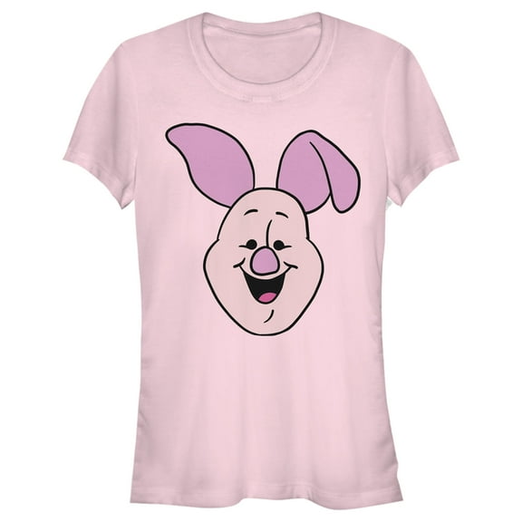 Junior's Winnie the Pooh Piglet Big Face Graphic Tee Light Pink Medium