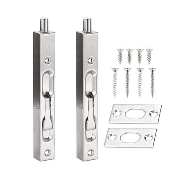 Tnarru 2 Pieces Flush Bolt latches Stainless Steel Easy to Use Accessories Replacement Hardware Concealed Bolt latches for Hotel