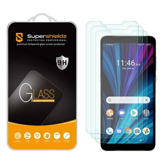 [3-Pack] Supershieldz for Alcatel TCL A3X (A600DL) Tempered Glass Screen Protector, Anti-Scratch, Anti-Fingerprint, Bubble Free