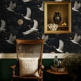 thumbnail image 5 of Floral Peel and Stick Wallpaper Cranes Crescent Moon Gold Teal Japanese Inspired Wall Mural 17.7in x 9.8ft Self Adhesive Removable Wall Paper Renter Friendly Wallpaper for Bedroom Nursery Kids, 5 of 8
