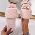thumbnail image 3 of POROPL Slippers for Women Open Toe Slippers Fuzzy Soft Sole Slippers (Hearts Print,Slip On,Warm) Pink Size 5.5-6.5, 3 of 6