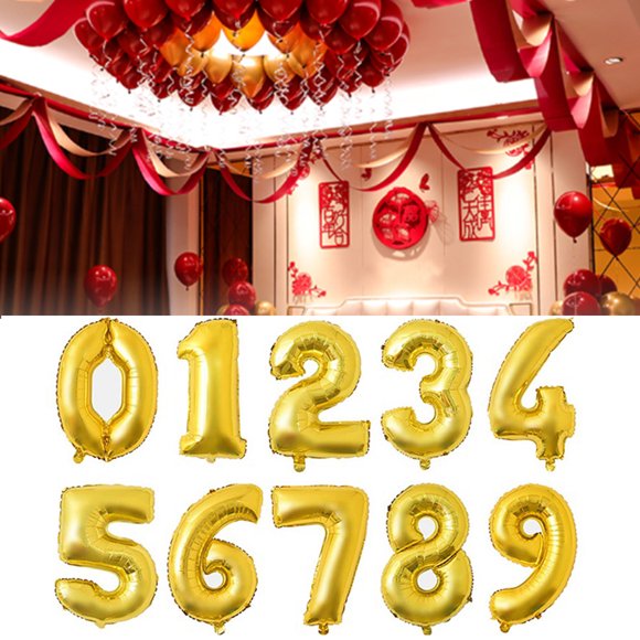 Ballon Chiffre de 32 Pouces Ballon Décoratif en Papier D\'aluminium Anniversaire 1; 2; Mariage Fête Cadeau de Vacances Décoration Type 0