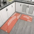 thumbnail image 3 of 2 Piece Orange Red Dalia Rug Kitchen Rug Set, Decor Kitchen Rugs, Absorbent Non-Slip Washable Floor Mats, Home Indoor Runner Rugs 17"x47"+17"x30", 3 of 7