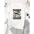 thumbnail image 2 of Creative English Ocean Animal Pattern Printed Women'S Fashionable Round Neck Short Sleeve, Simple Casual Sports T-Shirt, Comfortable Summer Top for Holidays., 2 of 6