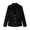 thumbnail image 6 of Zivyakyro Button down Blazers for Women Long Sleeve Fall Jackets for Women Plain Casual Faux Leather Loose Outerwear Black S, 6 of 6