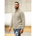 thumbnail image 3 of Colsmile Men Cable Knit Shawl Collar Sweater, Double Button Mock Neck Pullover, Soft Stretch Warm Knit Jumper for Fall Winter Casual Daily Wear, 3 of 10