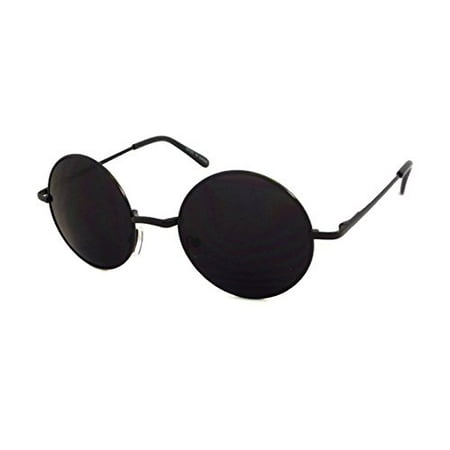 John Lennon Style Vintage Retro Large Round Metal Black Lens Men Women Sunglasses