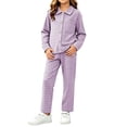 thumbnail image 5 of Asxite Toddler Girls Fall Outfits Plaid Lapel Top Straight Leg Pants Casual Loose Breathable 2 Piece Set 9T, 5 of 7