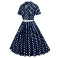 thumbnail image 3 of Brglopf 1950s Polka Dot Dresses for Women Vintage Rockabilly Retro Short Sleeve Button up Dress Cocktail Party Evening Prom Gown with Belt Navy M, 3 of 5