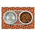 thumbnail image 1 of Retro Pet Mat for Food and Water, Curved Stripes Pattern with Many Colors Wavy Abstract Composition of Geometric Shapes, Non-Slip Rubber Mat for Dogs and Cats, 18" X 12", by Ambesonne, 1 of 2