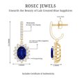 thumbnail image 6 of Rosec Jewels Lab Created Blue Sapphire Drop Earrings with Moissanite Halo (AAAA Grade Sapphire) - Anniversary Gift, 18K Yellow Gold, 6 of 7