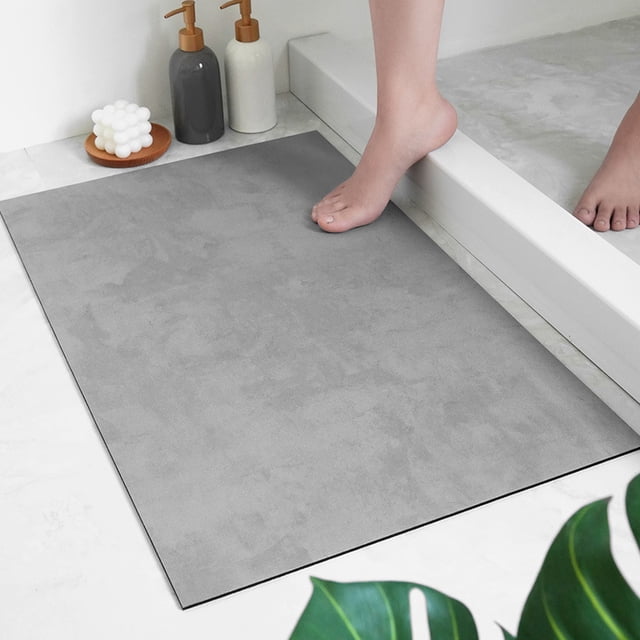 Alfombra de baño de espuma, antideslizante, suave, cómoda, absorbente de agua, gris, 40 x 60 cm