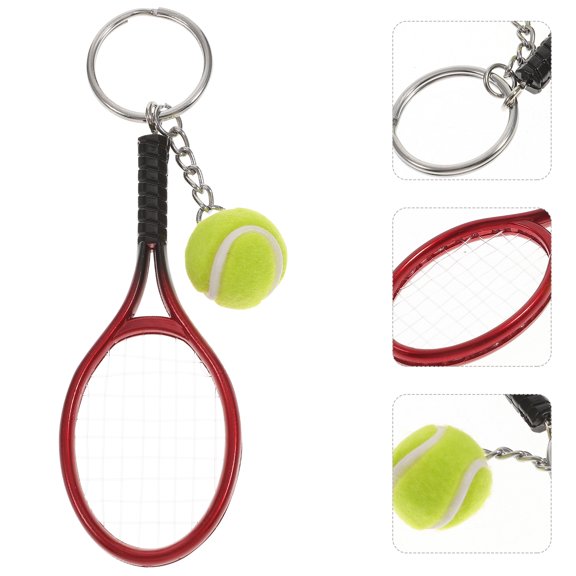 MLINS Green PVC Key Chain with Mini Tennis Racket Design for Keys 12x3 7x2cm