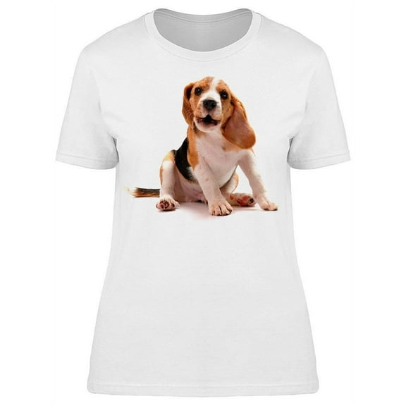Sitting Beagle Dog Happy T-Shirt Women -Image by Shutterstock, Female 3X-Large