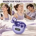 thumbnail image 5 of Bloydek Wireless Earbuds,Open Ear Clip On Earbuds, Bluetooth 5.4 Wireless Sports Earbuds for Running Workout, IPX5 Waterproof, LED Power Display, 8H Playtime, Purple, 5 of 6