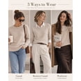 thumbnail image 5 of QUALFORT Women’s Crew Neck Pullover Sweater, Soft Lightweight Long Sleeve Knit Top, Beige, Size XL, 5 of 7