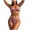 Red, variant on Women's 2 Piece Striped Bikini Set Metal Ring Tie Backless High Cut Swimsuit Vacation Outfit (Black, L)
