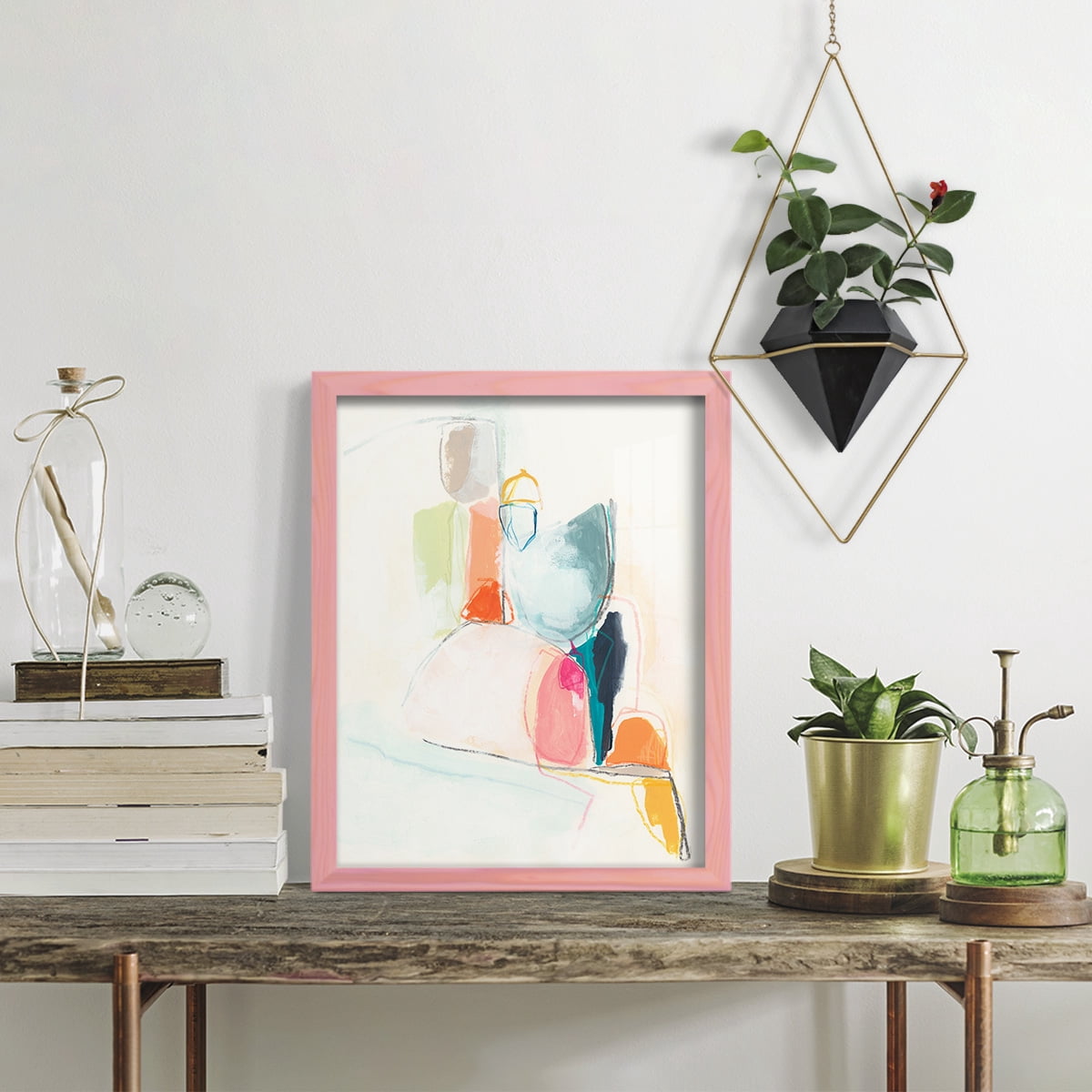 Factotum I -Framed Print w/glass-Sunset Pink