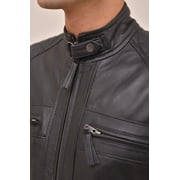 Men's Quilted Black Genuine leather jacket