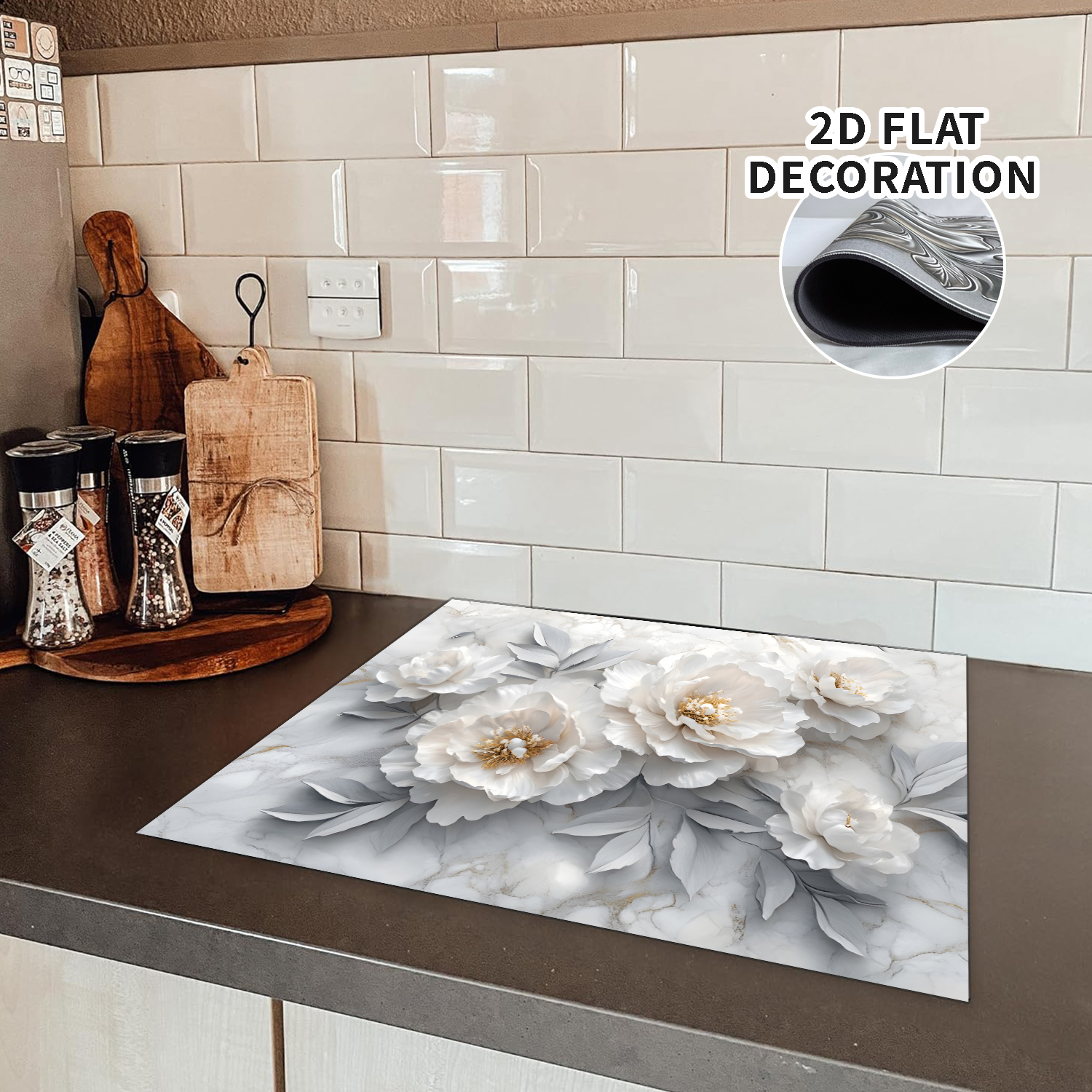 Stove Top Cover for Electric Stove 28 "x 20 ", flowers pattern Heat Resistant Glass Top Stove Cover Protector, Induction Cooktop Protector Stove Top Covers Mat, Kitchen Flat Stove Top Covers