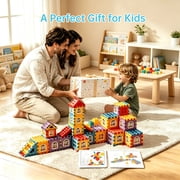 Funjoypals 6 IN 1 DIY Interlocking Block Building Sets for Kids, Educational STEM Construction Toys for Toddlers Boys Girls Ages 3+