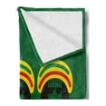 thumbnail image 2 of Jamaican Soft Flannel Fleece Blanket, Jamaican Reggae Culture Inspired Minimal Head Shapes with Hats Country Flag, Cozy Plush for Indoor and Outdoor Use, 60" x 80", Green Multicolor, by Ambesonne, 2 of 5
