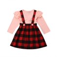 thumbnail image 1 of Ensemble de Vêtements de Noël pour Bébé Fille 0-4 Ans T-Shirt Noir + Jupe à Carreaux Rouges Tenues pour Filles Costumes pour Enfants, 1 of 4