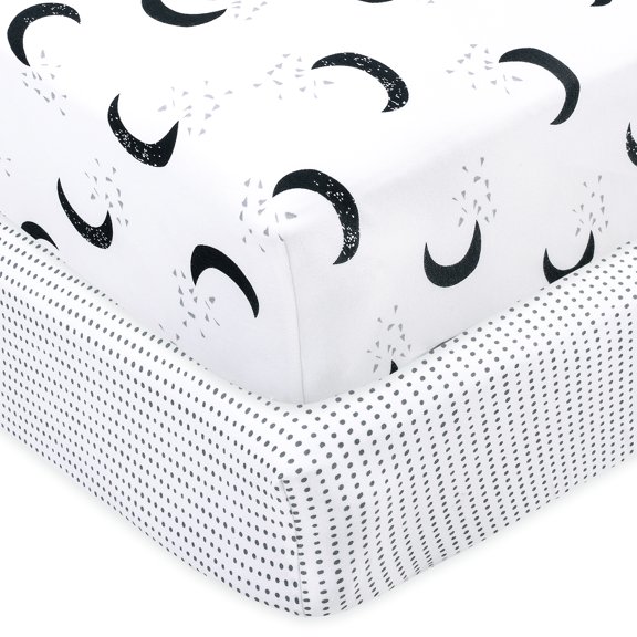 Little Star Organic 100% Pure Organic Cotton Fitted Jersey Crib Sheets, 2 Pack, Neutral