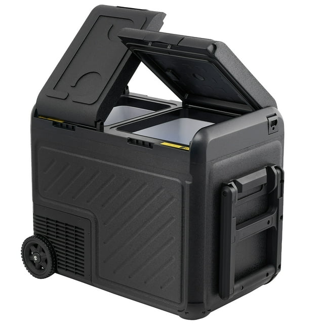 Réfrigérateur de Voiture 48 Qt Double Zone Congélateur Réfrigérateur Portable avec 2 Roues