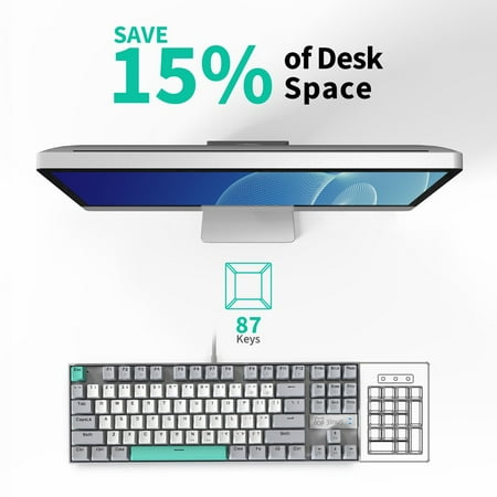 3inus - KEBOHUB EE01 Wired Mechanical Keyboard with 5-in-1 Hub, 87 Keys RGB Backlit, Hot-Swappable Switches for Mac & Windows - Brown Tactile