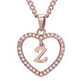 thumbnail image 2 of fastboy 26 Letters Z Heart Shape Pendant Necklace Rhinestone Rose Golden Clavicular Chain Jewelry Couple Gift, 2 of 9