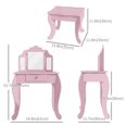 thumbnail image 2 of CoSoTower Kids Vanity Table and Stool, Makeup Vanity Girls Dressing Table Set with Tri-folding Mirrors Drawer Star and Heart Pattern, Pink, 2 of 7