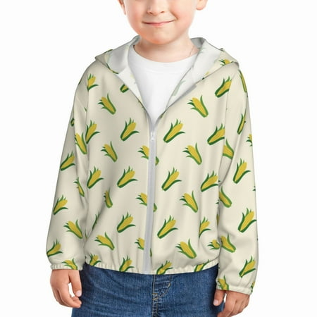 

Sun Hoodie for Kids Corn print Long Sleeve Swim Fishing Shirts Sun Protection Zip Up Jacket Clothing Athletic Hoodie