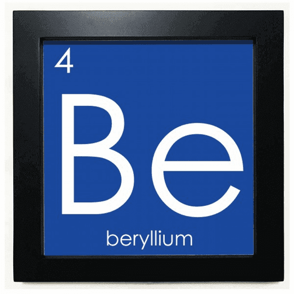 Chestry Elements Period Table Alkaline Earth Metal Beryllium Be Black Square Frame Picture Wall Tabletop